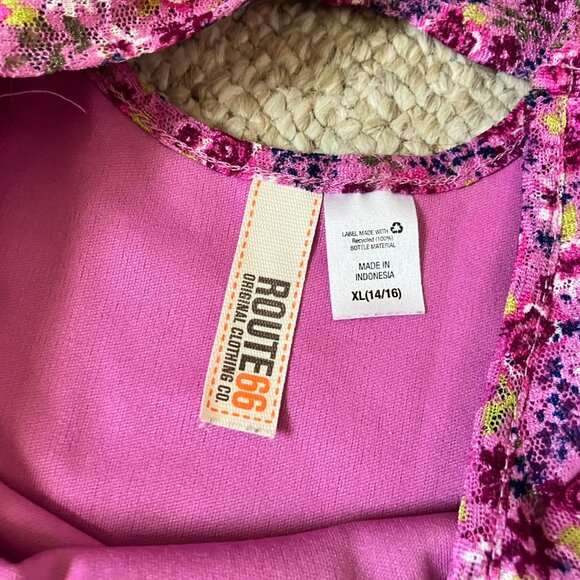 Route 66 Purple Floral Rose Mini Flared Back Bow Dress Girls 14 16 - Picture 8 of 10